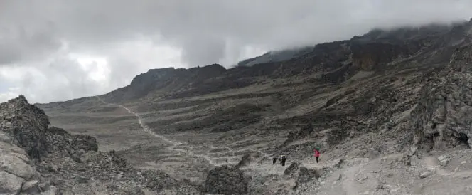 Trasa Lemosho – den 4 – Trek z kempu Shira 2 k Lava Tower a sestup do kempu Barranco