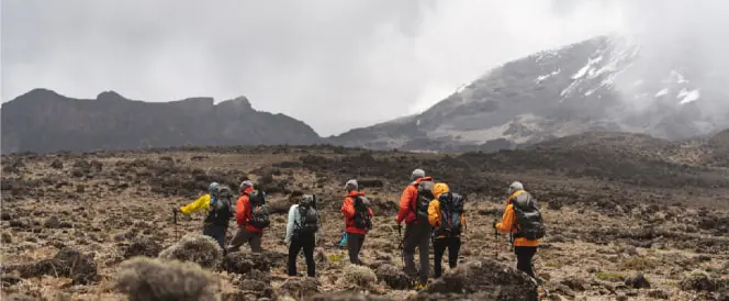 Trasa Northern Circuit s noclehem v kráteru – den 5 – Trek ze Shira 2 Camp k Lava Tower a sestup do Moir Hut
